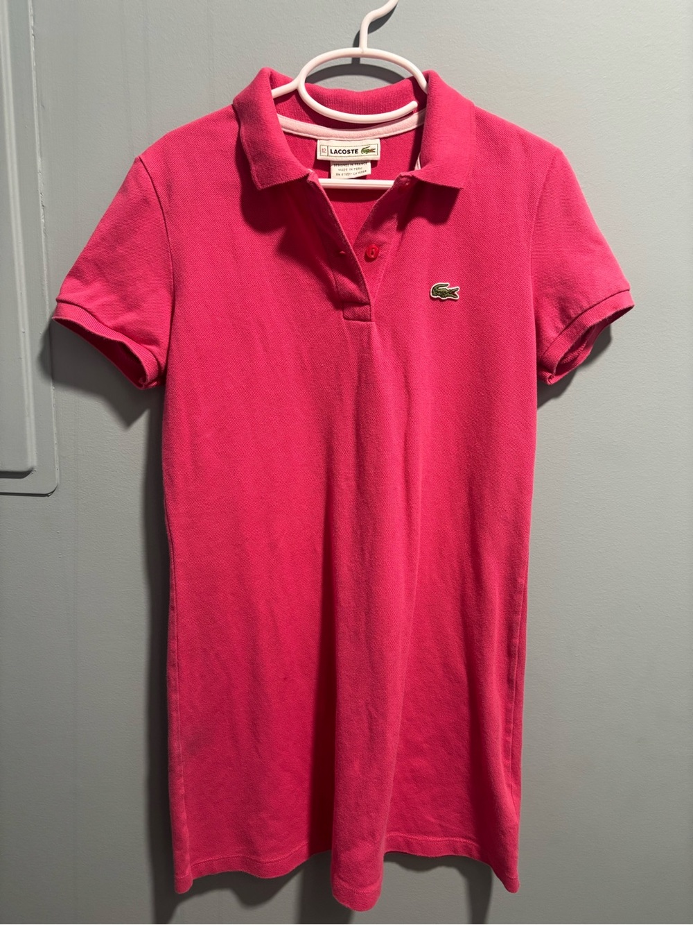 Lacoste Girls Pink Polo Dress with Croc Logo